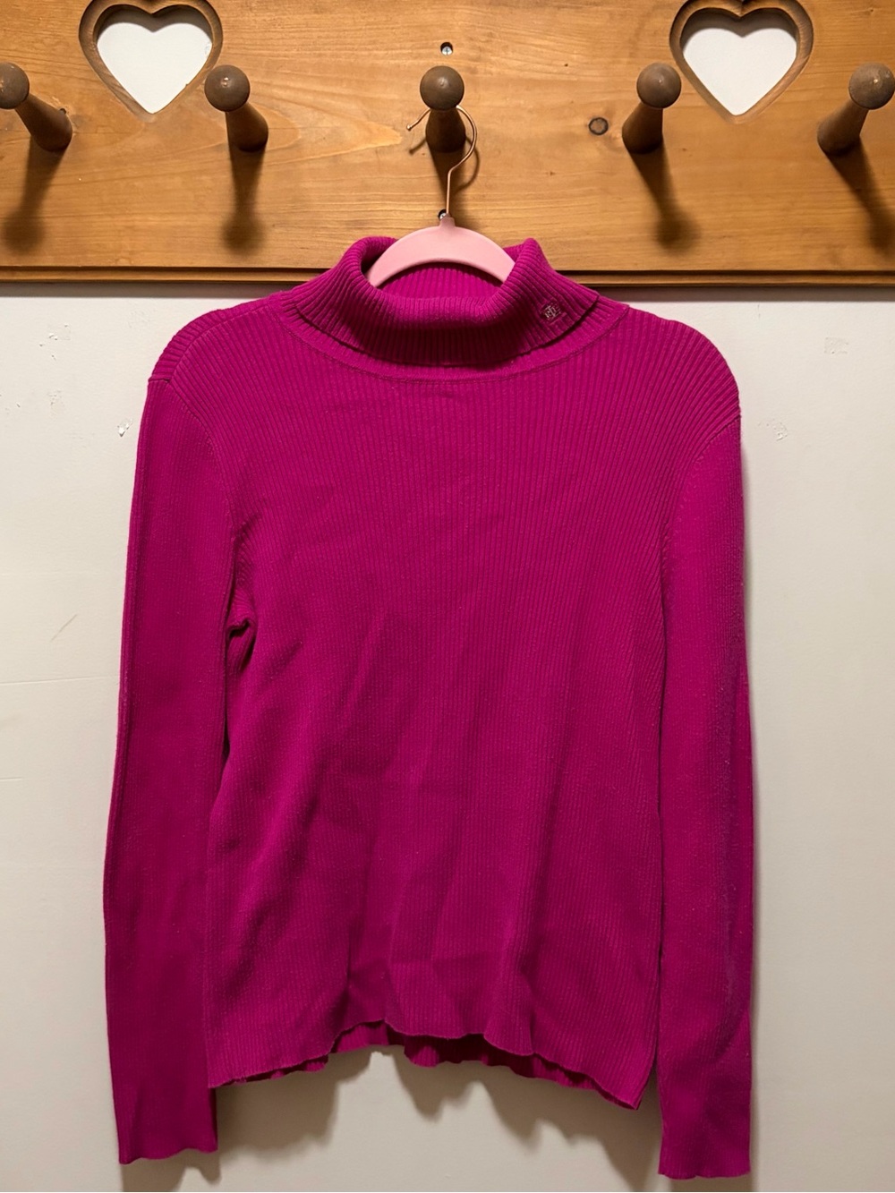 Lauren Ralph Lauren Fuchsia Ribbed Turtleneck Sweater Cotton Women’s M